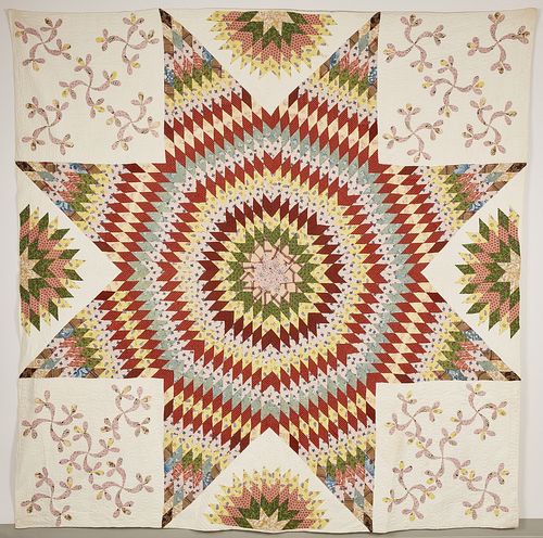 Very Fine Early Chintz Star Quilt