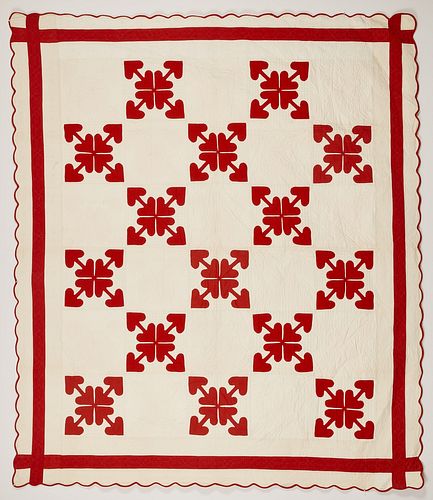 Good Red and White Turkey Tracks Quilt