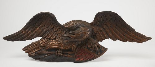 Carved and Painted Eagle Plaque