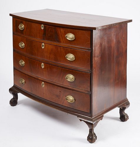 Ball and Claw Foot Bow Front Chest of Drawers