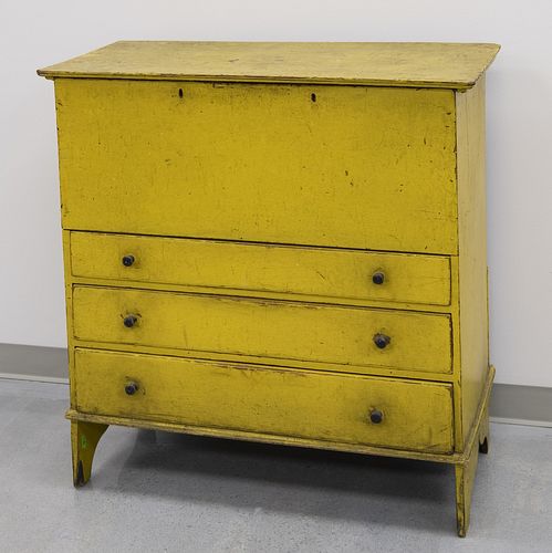 Three Drawer Blanket Chest in Yellow Paint