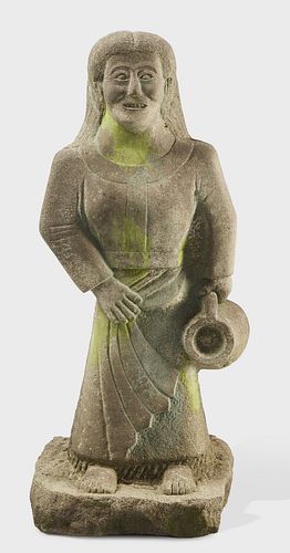 Folk Art Carved Female Stone Figure