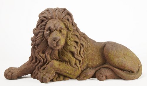 Cast Iron Reclining Lion Figure