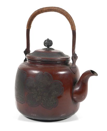 Antique Japanese Hand Hammered Copper Teapot