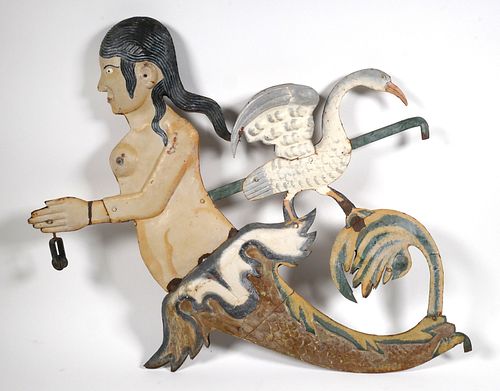 Antique Mermaid & Bird Trade Sign Weathervane