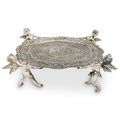 German 800 Silver Figural Footed Platter
