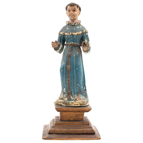 FRANCISCAN SAINT MEXICO, 18TH CENTURY Polychrome wood carving 13.3" (34 cm) tall