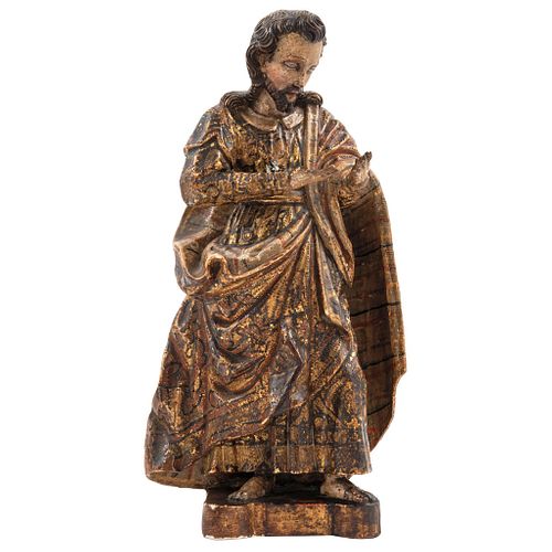 SAN JOSÉ MEXICO, 18TH CENTURY Gilded and polychrome wood carving 16.5" (42 cm) tall