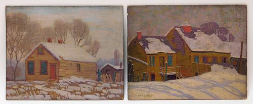 2PC Gene Miles Impressionist Winter Paintings