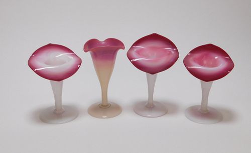 4PC Peach Blow Jack in the Pulpit Vases