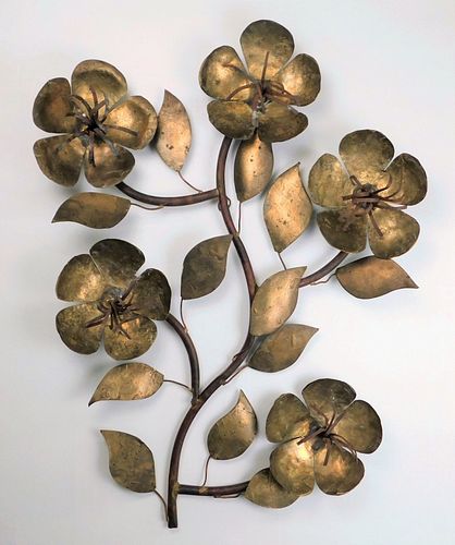 Curtis Jere Style Brass Flower Wall Sculpture