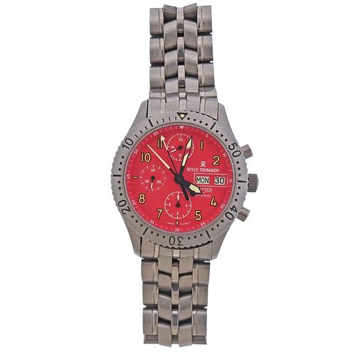 Revue Thommen Automatic Day Date Red Dial Watch 2814