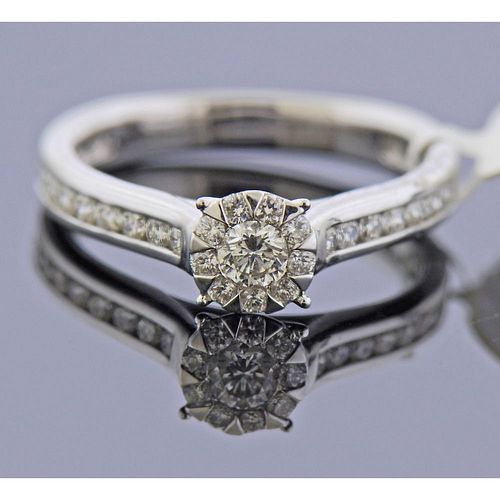 Memoire 0.78ctw Diamond 18k Gold Engagement Ring 