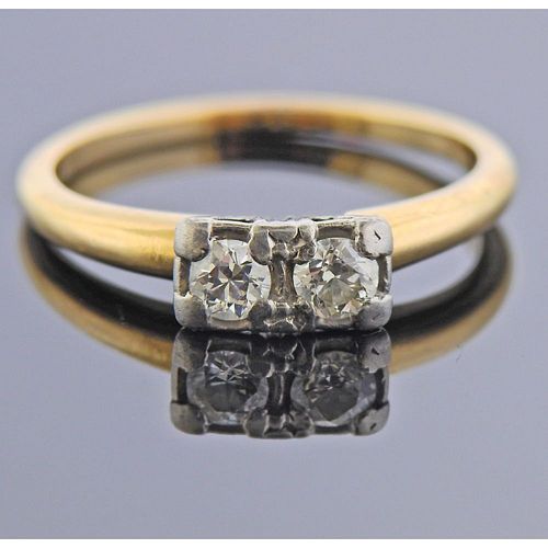Mid Century 14k Gold Diamond Ring 