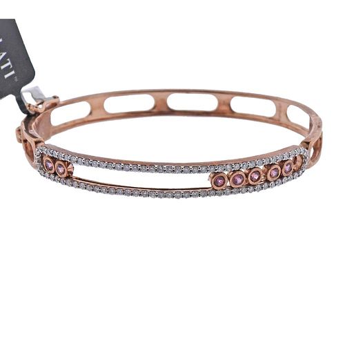 Kallati Rose Gold Sliding Pink Sapphire Diamond Bracelet