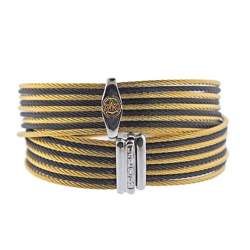 Alor 18k Gold Yellow Black Steel Wrap Bracelet