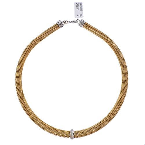 Alor 18k Gold Steel Diamond Spring Necklace