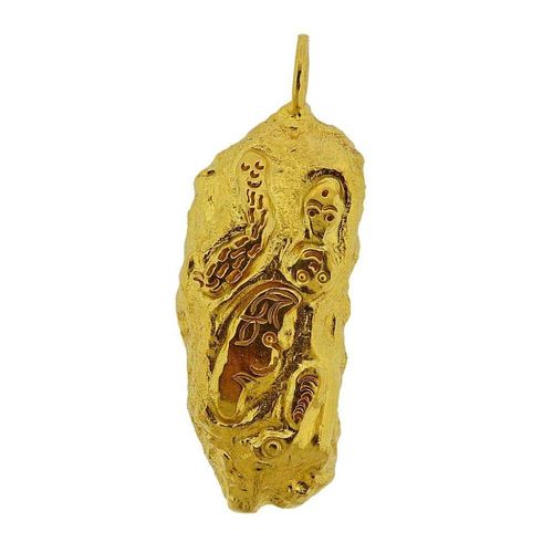 Jean Mahie 22k Gold Abstract Pendant