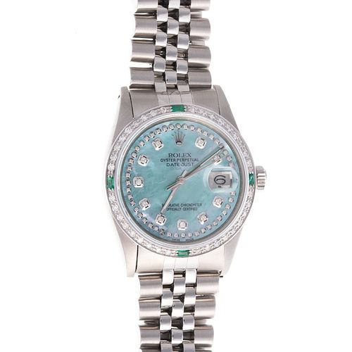 A Men's Rolex MOP Diamond Datejust Wrist Watch