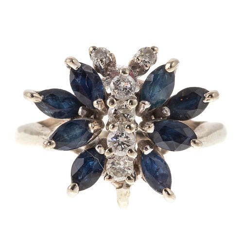 A Sapphire & Diamond Butterfly Ring in 14K