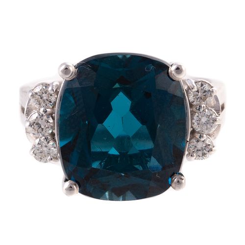 A London Blue Topaz & Diamond Ring in 18K