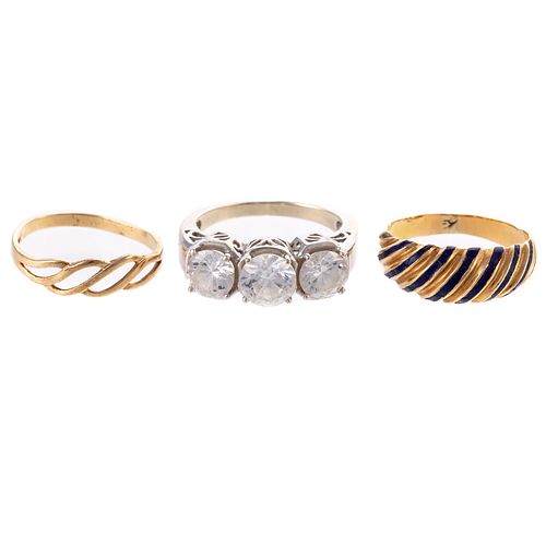 A Trio of Rings in 10K & 14K Yellow Gold