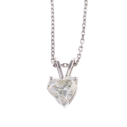 A 0.90ct Heart Shape Diamond Pendant in14K