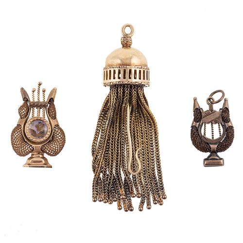 Victorian Watch Hook & Hairwork Pieces in Gold