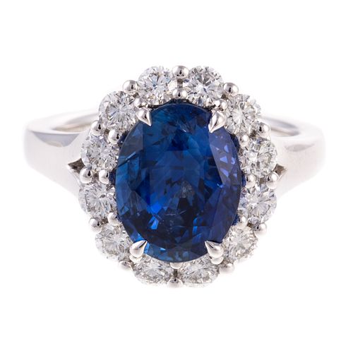 A 4.54 ct Ceylon Sapphire & Diamond Ring in Plat