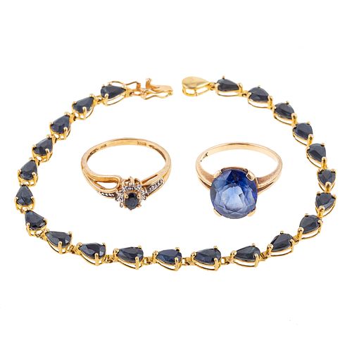 Collection of Sapphire Jewelry in 10K Yellow Gold