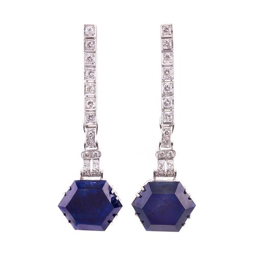 A Pair of GIA Burmese Sapphire & Diamond Earrings