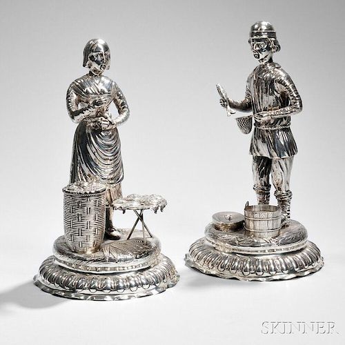 Pair of German Silver Figural Table Ornaments