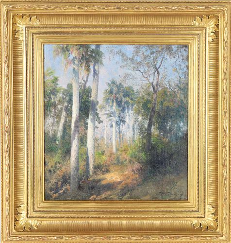 Hermann Herzog (1832-1932) O/C, Florida Palms