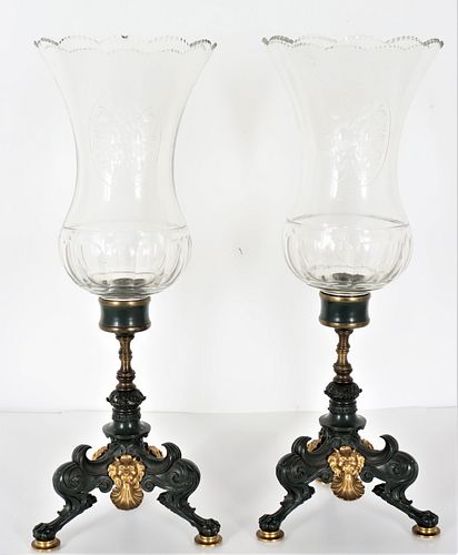 Important French Pair of Bronze Baccarat Girandole