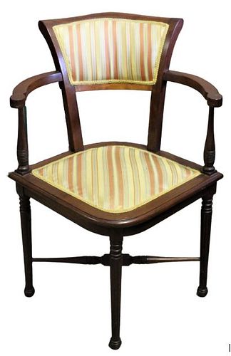 Vintage Upholstered and Carved Wood Diamond Chair