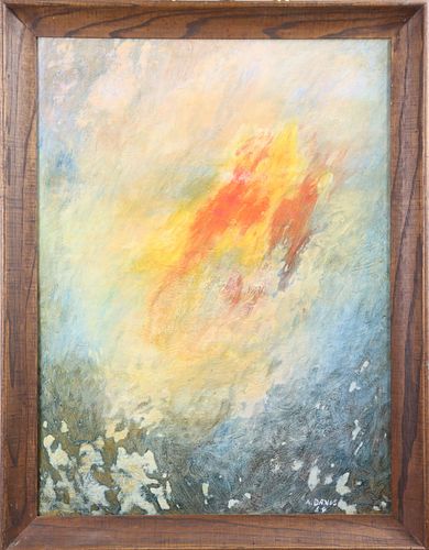 Signed Abstract Oil on Canvas Board