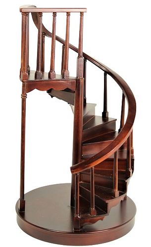 Mahogany Architectural Model of Spiral Staircase