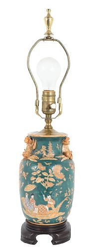 Chinese Green Porcelain Vase Lamp