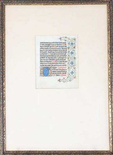 15th C. Illuminated Manuscript Leaf