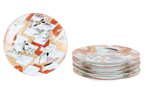 (6) Japanese Kutani Porcelain Plates
