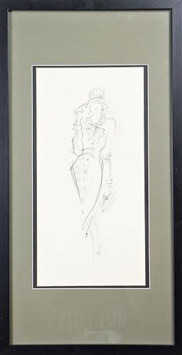 Signed Pencil Drawing of a Woman