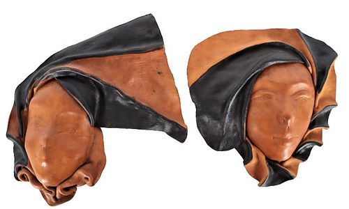 (2) Molded Leather Wall Masks