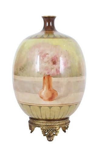 Hand-Painted Figural Ceramic Vase
