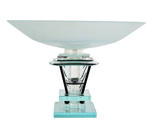 Art Deco Glass Bowl & Pedestal Centerpiece