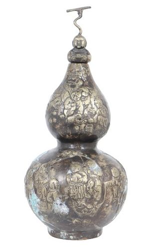 Chinese Engraved Urn w Lid