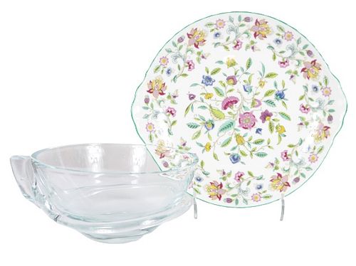 Minton Floral Plate & Glass Bowl