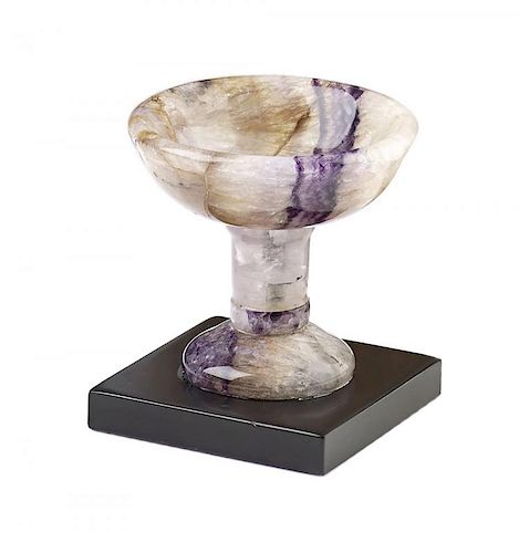 A small Blue John pedestal bowlMillers Vein The dished circular top with broad band of dark-edged li