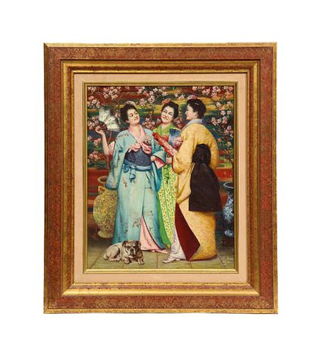 UnknownA Fine French Japonisme Oil on Canvas Painting of "Three Geishas"C. 1900