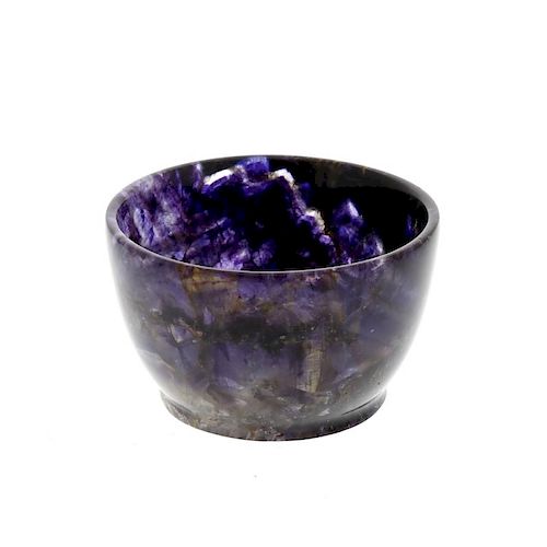 A Blue John bowlTreak Cliff Blue Vein, attributed to Cyril Adamson Of steep-sided circular form with