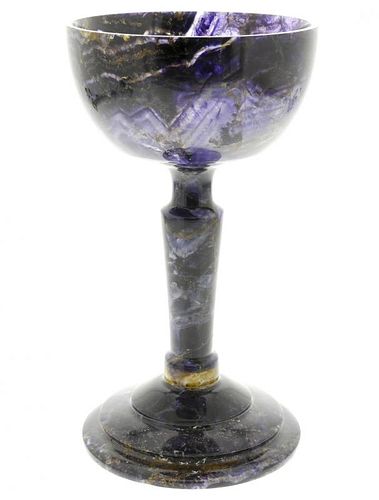 <p>A fine Blue John chaliceTreak Cliff Blue Vein With flat-bottomed hemispherical bowl having violet